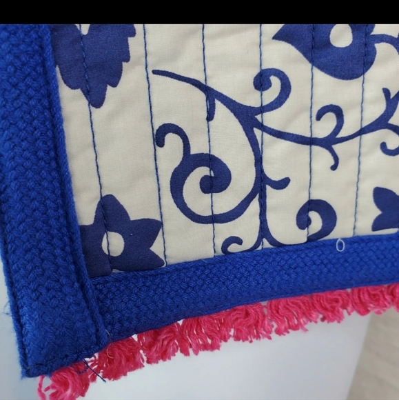 Quilted fringe Boden Ariana jacket. Blue and pink, size 6 - Picture 3 of 6